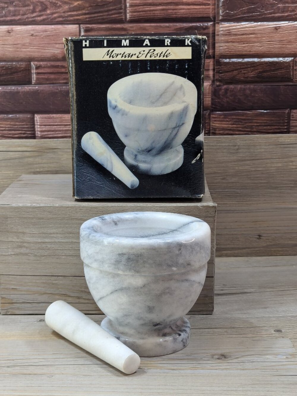 Marble Mortar and Pestle Set 4 Inch Tall Himark 11-2094 Spices / Seasonings